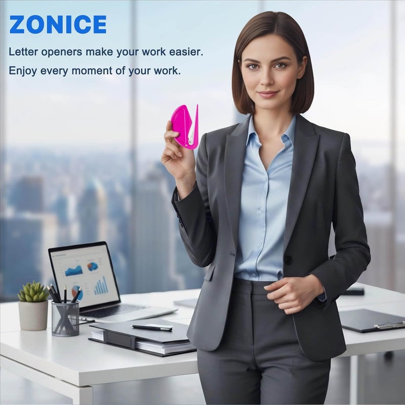 ZONICE 3 Pack Letter Opener Envelope Slitter – Envelope Opener with Safety Concealed Sharp Blade Neatly Opened Without Damage.Mail Opener for Women Men,Office Worker,Graduate Students,Home,Office,Postal - Image 2